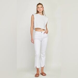 HIDDEN JEANS White Crop Distressed Frayed Ankle Denim Pant Stretch Womens Sz‎ 31